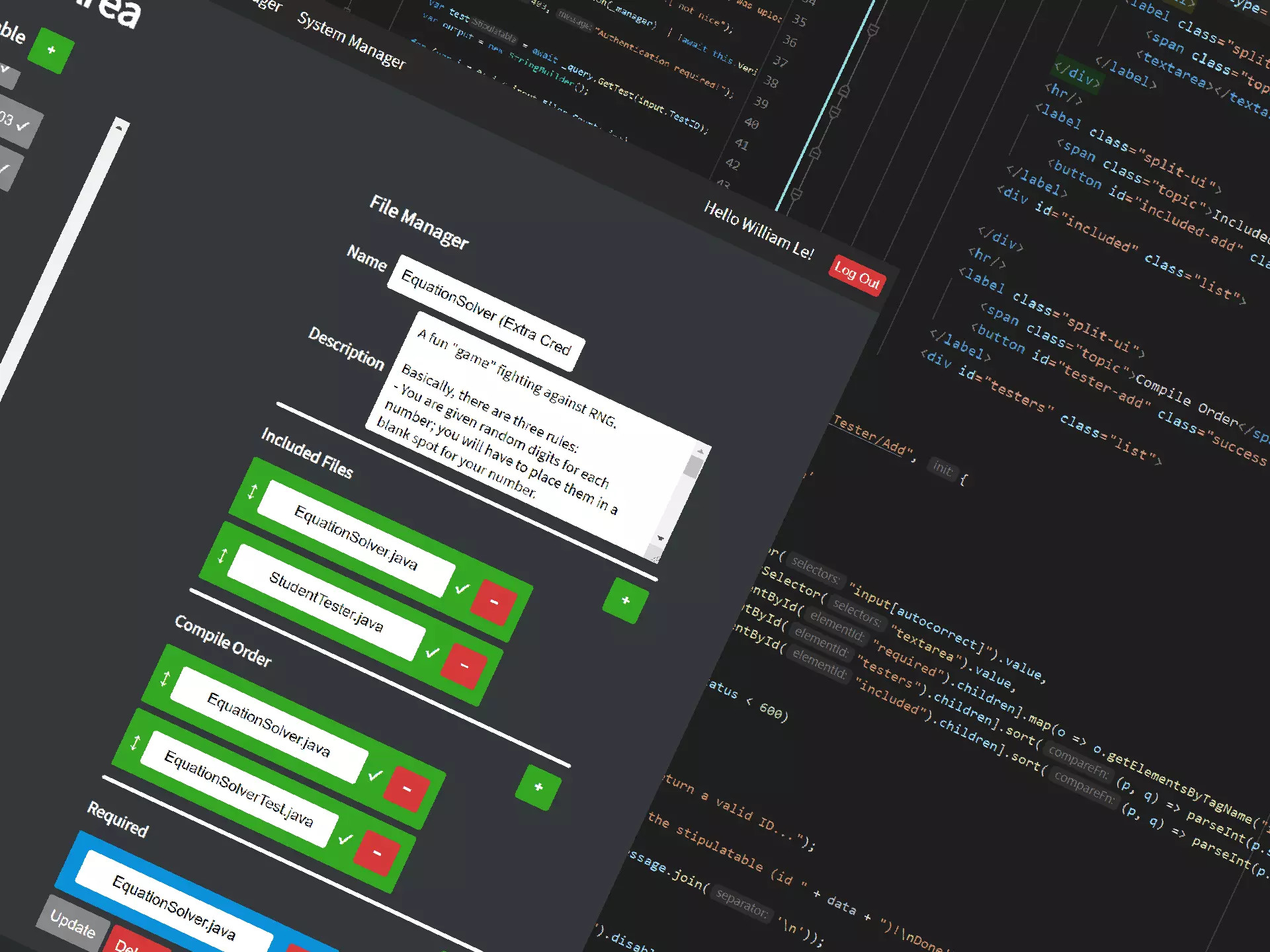 Modulr's admin control panel